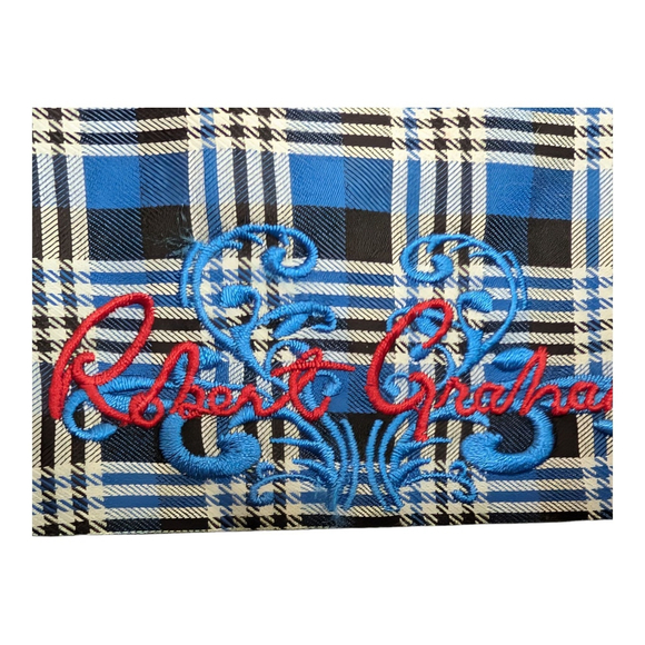 Robert Graham Long Sleeve Flip Cuff Button Shirt - White/Blue Checked -3XLT - Picture 4 of 12